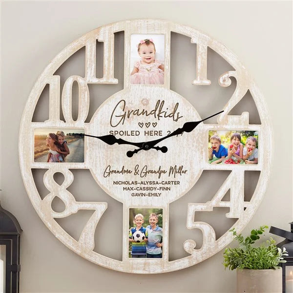 Picture Frame Wall Clock - Whitewashed