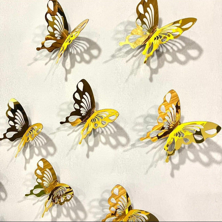 3D Golden Butterfly Wall Decor